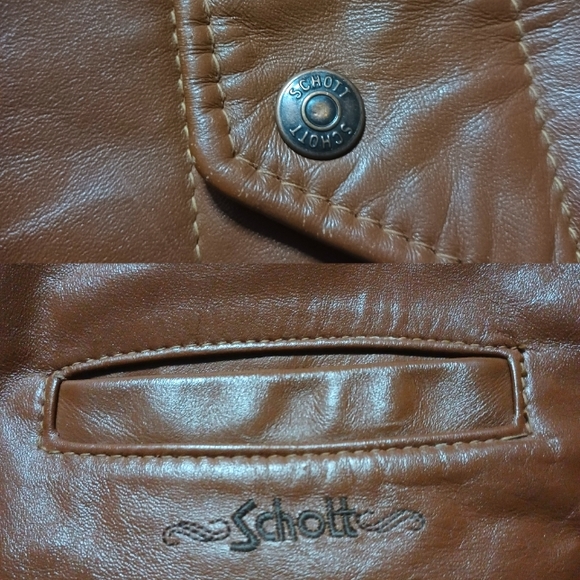 Schott NYC vintage 70s distressed leather down puffer hunting jacket / vest RARE - Picture 8 of 15
